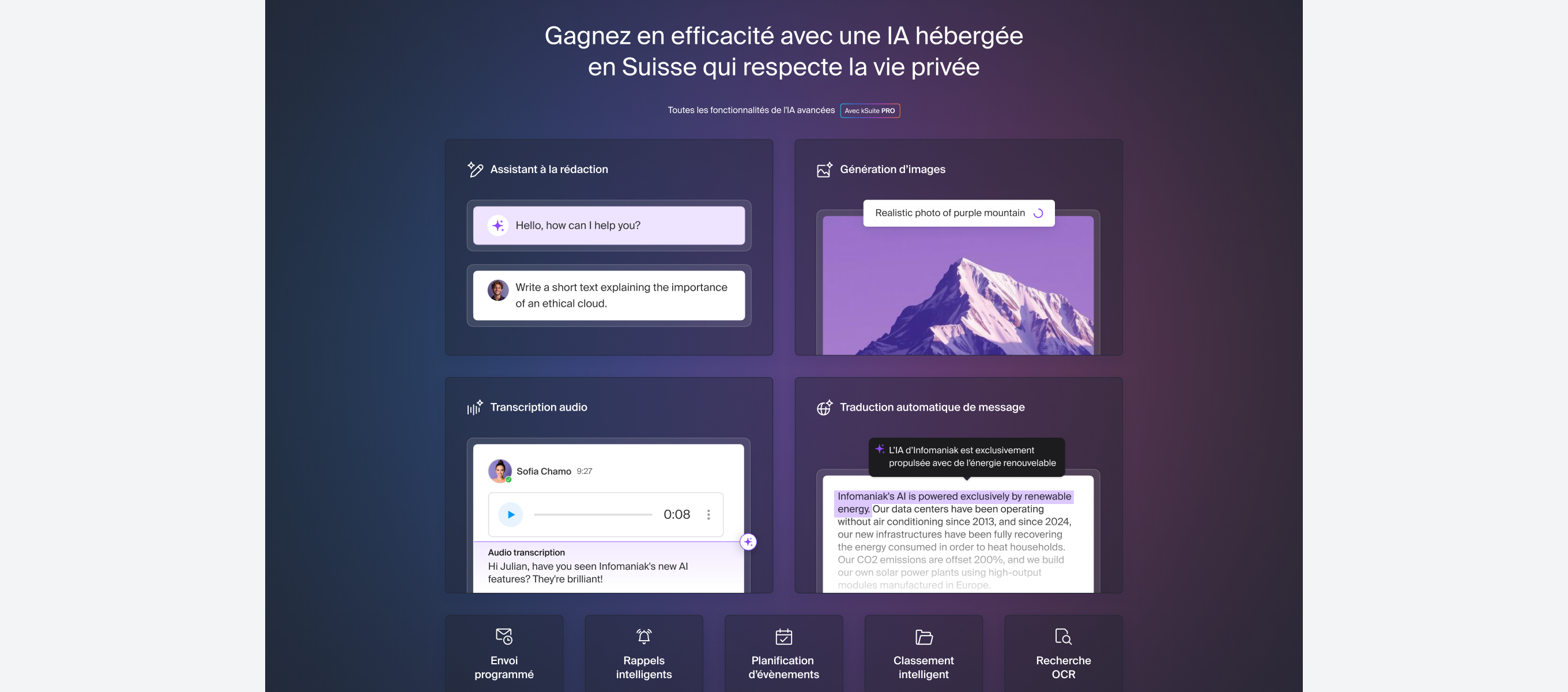 kSuite — section de la page de vente, thème pro