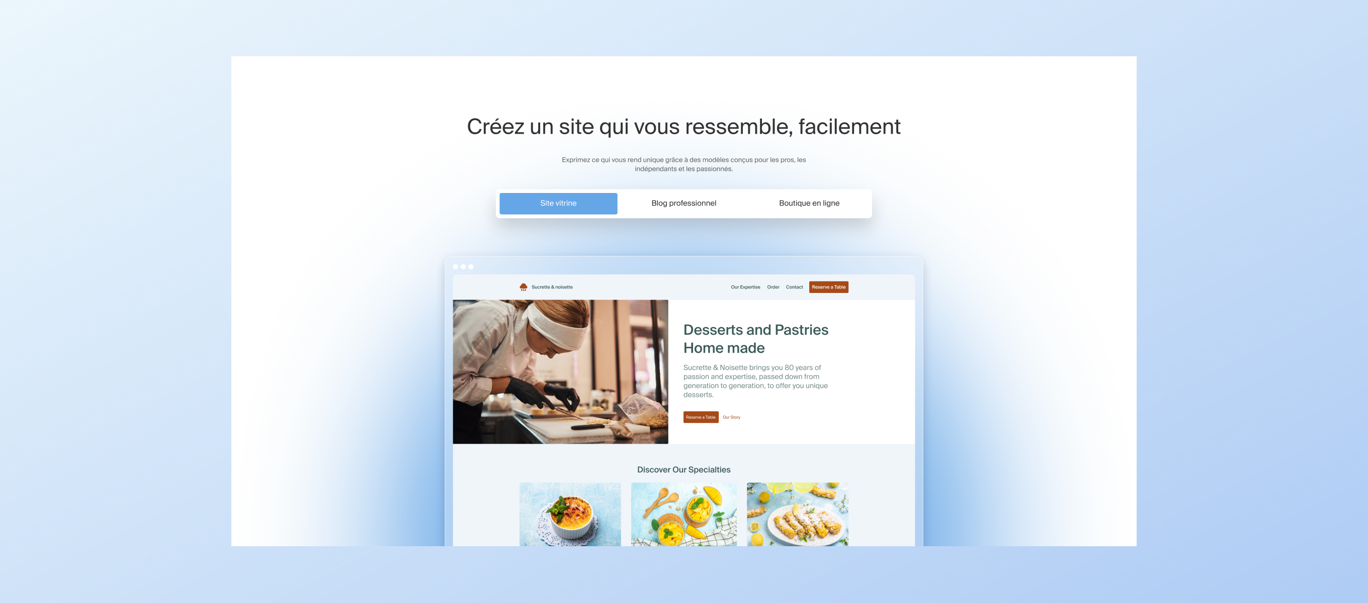 Site Creator — slider de sélection