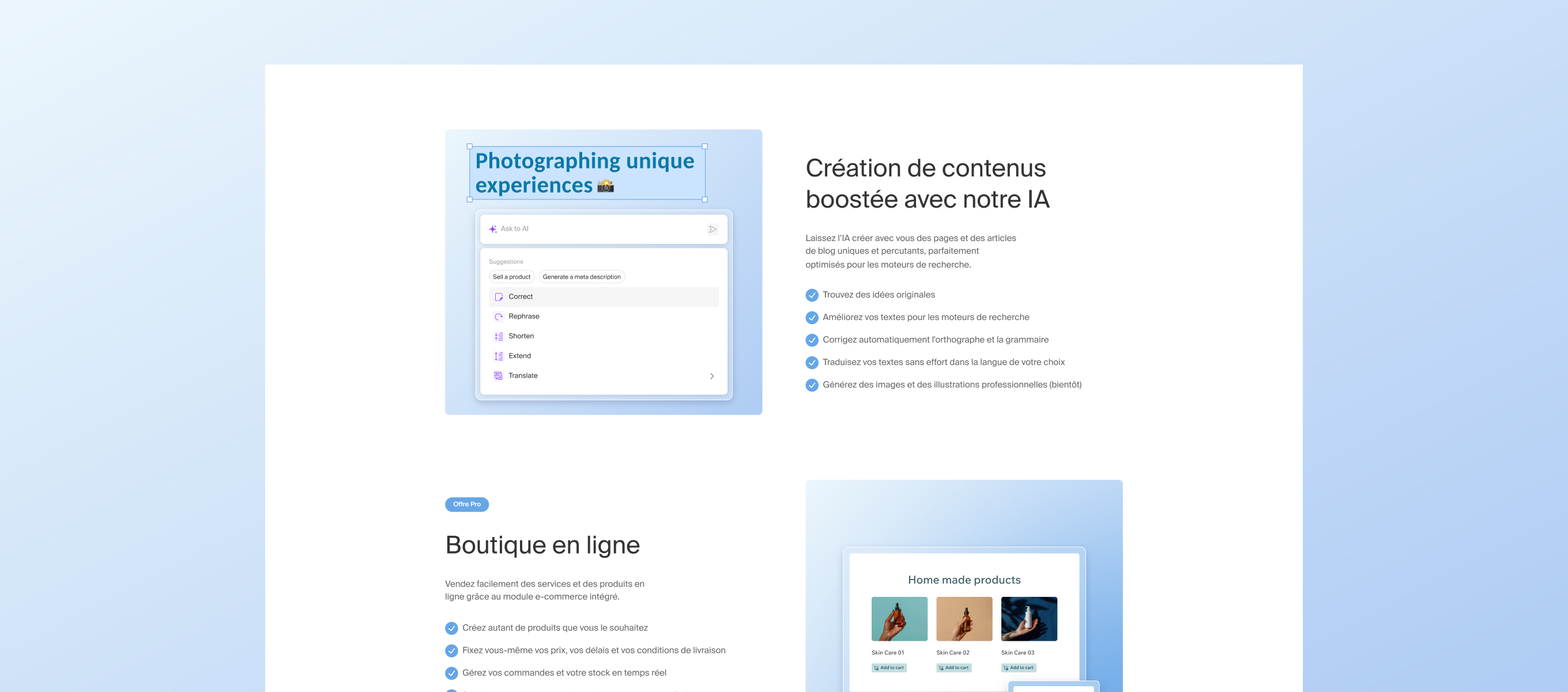 Site Creator — personnalisation